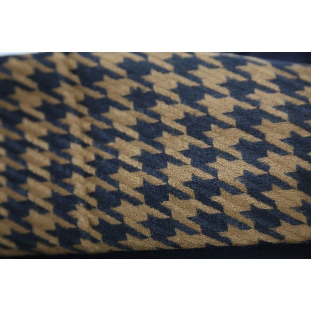Houndstooth Black & Brown Check Cashmere Fringe Long Scarf - Picture 3 of 3